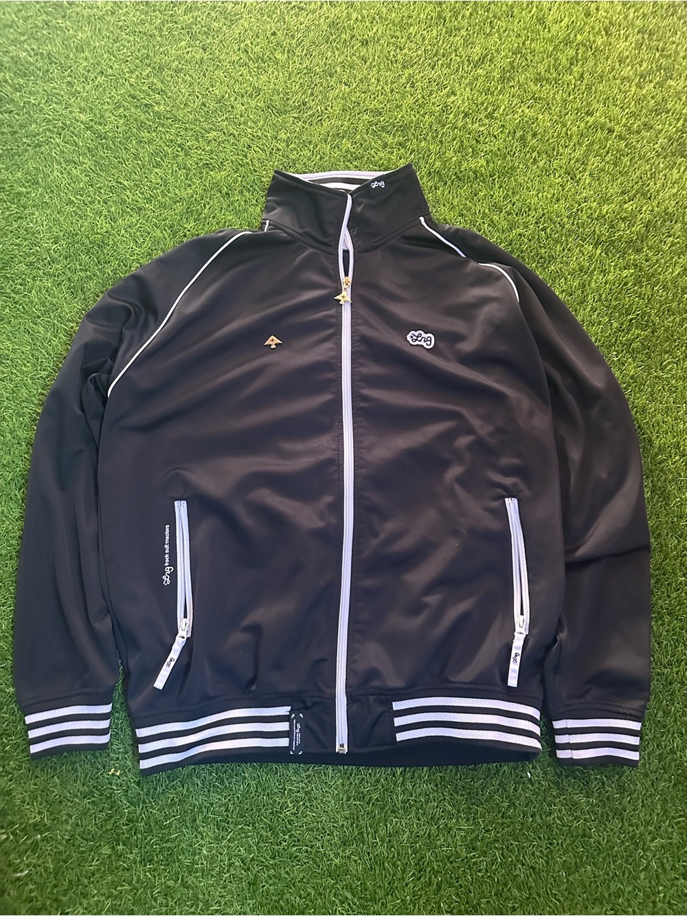 Y2k LRG Black Performance Track Jacket with White Trim